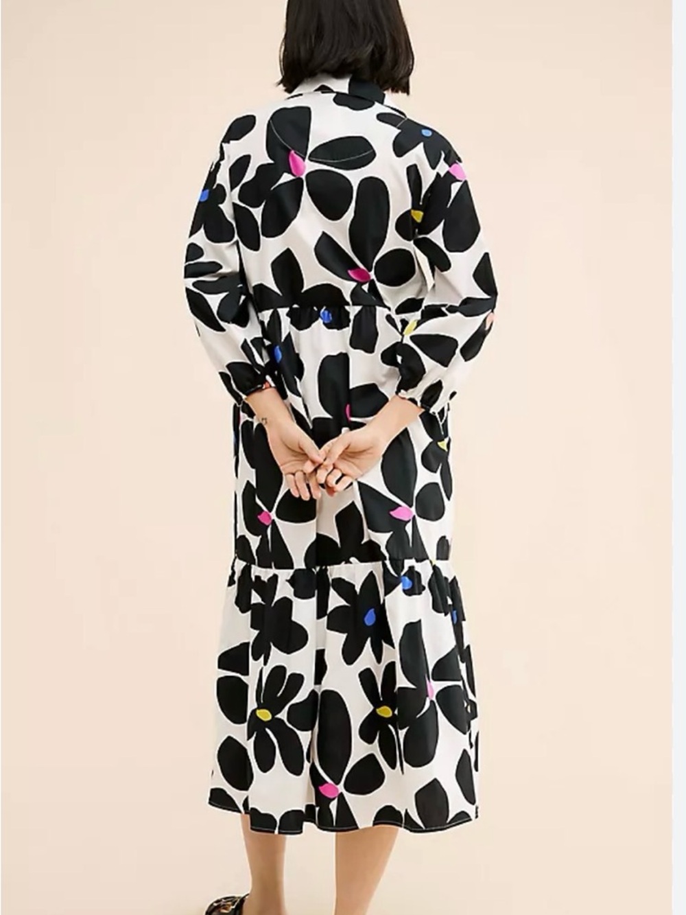 Anthropologie Black and White Floral Maxi Dress with Colorful Accents - Picture 2 of 9
